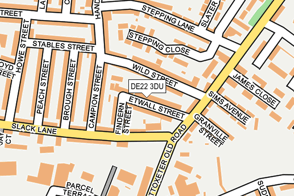 DE22 3DU map - OS OpenMap – Local (Ordnance Survey)