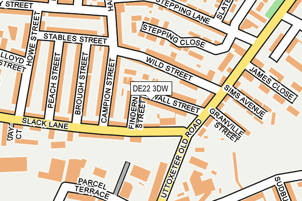DE22 3DW map - OS OpenMap – Local (Ordnance Survey)