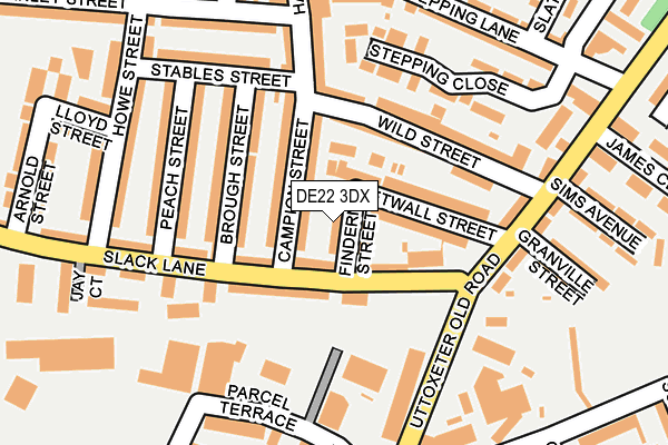 DE22 3DX map - OS OpenMap – Local (Ordnance Survey)