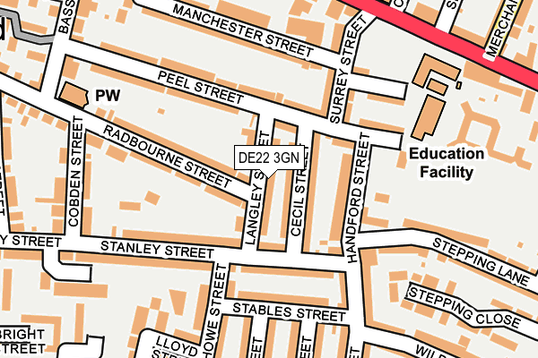 DE22 3GN map - OS OpenMap – Local (Ordnance Survey)