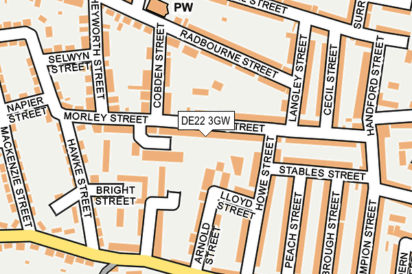 DE22 3GW map - OS OpenMap – Local (Ordnance Survey)