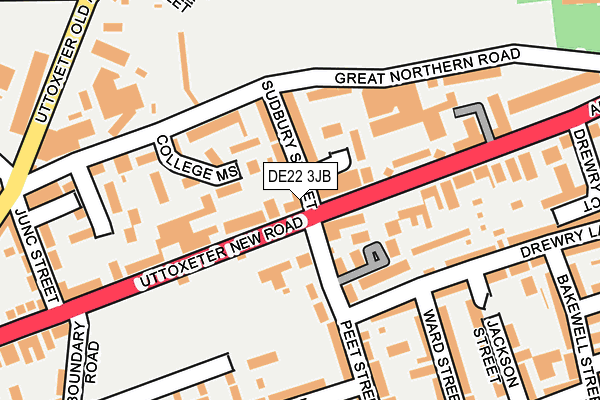 DE22 3JB map - OS OpenMap – Local (Ordnance Survey)