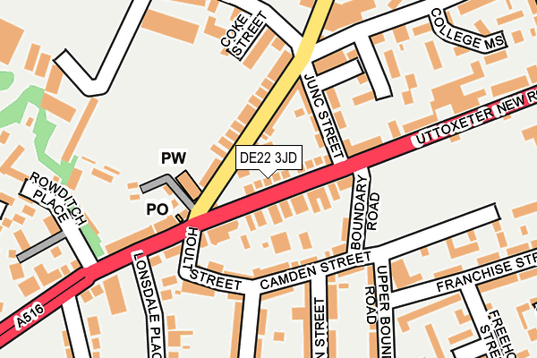 DE22 3JD map - OS OpenMap – Local (Ordnance Survey)