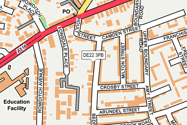DE22 3PB map - OS OpenMap – Local (Ordnance Survey)