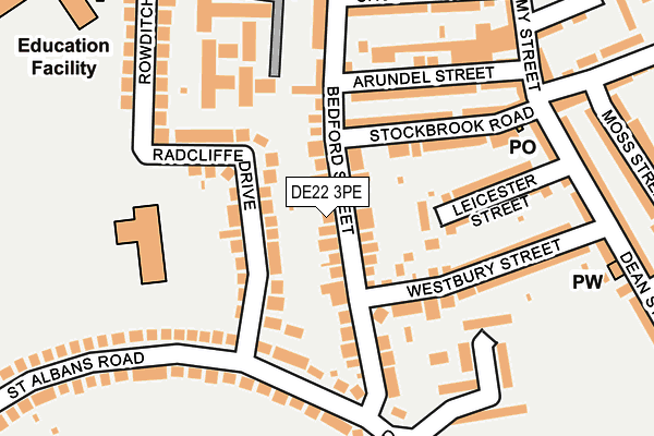 DE22 3PE map - OS OpenMap – Local (Ordnance Survey)