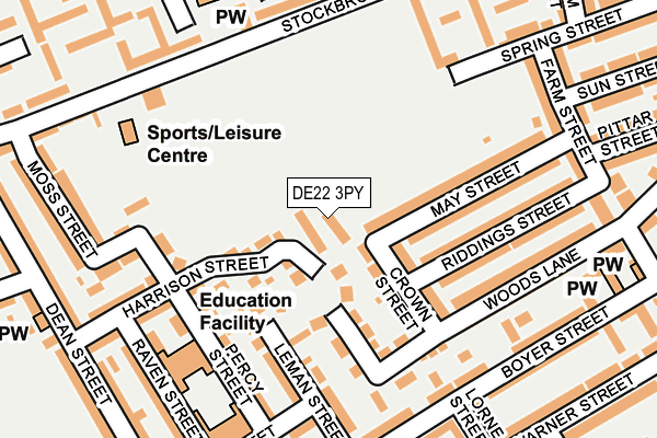 DE22 3PY map - OS OpenMap – Local (Ordnance Survey)