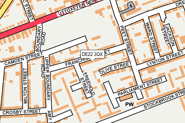 DE22 3QX map - OS OpenMap – Local (Ordnance Survey)