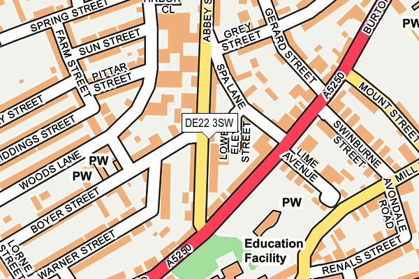 DE22 3SW map - OS OpenMap – Local (Ordnance Survey)