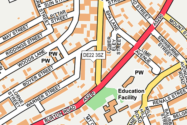 DE22 3SZ map - OS OpenMap – Local (Ordnance Survey)