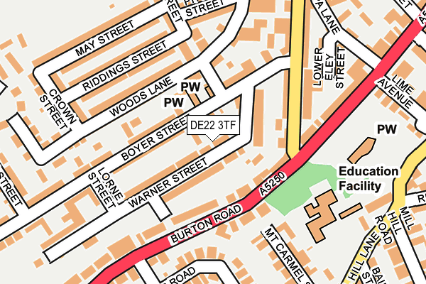 DE22 3TF map - OS OpenMap – Local (Ordnance Survey)
