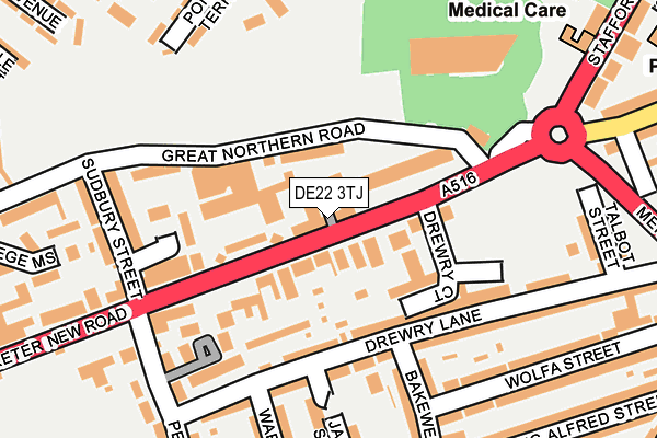 DE22 3TJ map - OS OpenMap – Local (Ordnance Survey)