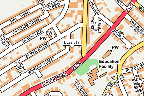 DE22 3TY map - OS OpenMap – Local (Ordnance Survey)