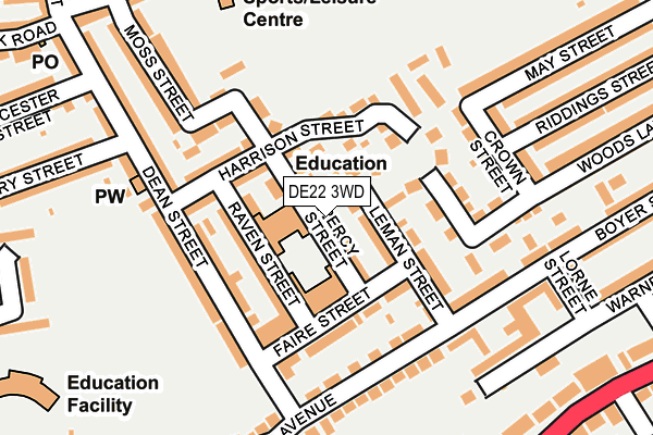 DE22 3WD map - OS OpenMap – Local (Ordnance Survey)