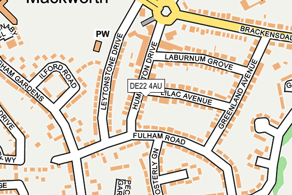 DE22 4AU map - OS OpenMap – Local (Ordnance Survey)