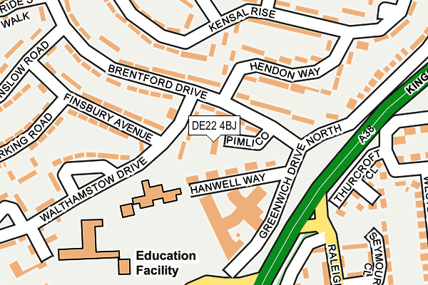 DE22 4BJ map - OS OpenMap – Local (Ordnance Survey)