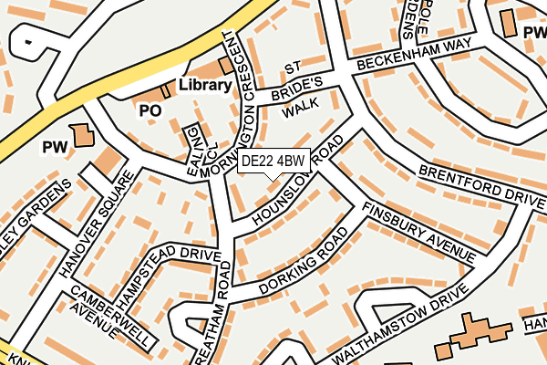 DE22 4BW map - OS OpenMap – Local (Ordnance Survey)
