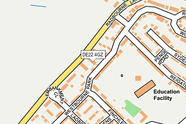 DE22 4GZ map - OS OpenMap – Local (Ordnance Survey)