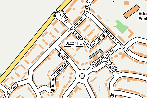 DE22 4HE map - OS OpenMap – Local (Ordnance Survey)