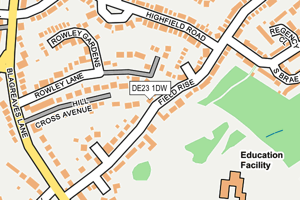 DE23 1DW map - OS OpenMap – Local (Ordnance Survey)