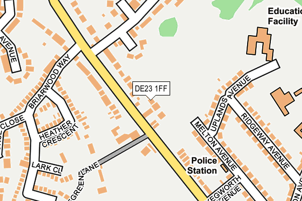 DE23 1FF map - OS OpenMap – Local (Ordnance Survey)