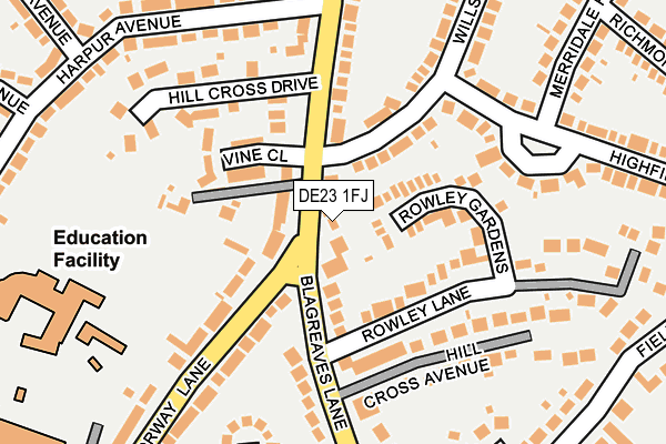 DE23 1FJ map - OS OpenMap – Local (Ordnance Survey)