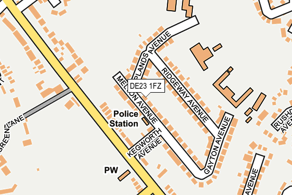 DE23 1FZ map - OS OpenMap – Local (Ordnance Survey)