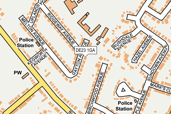 DE23 1GA map - OS OpenMap – Local (Ordnance Survey)