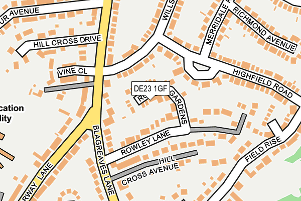 DE23 1GF map - OS OpenMap – Local (Ordnance Survey)