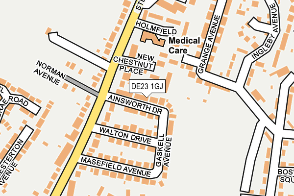 DE23 1GJ map - OS OpenMap – Local (Ordnance Survey)