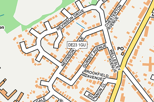 DE23 1GU map - OS OpenMap – Local (Ordnance Survey)