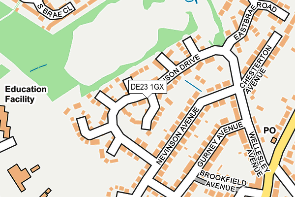 DE23 1GX map - OS OpenMap – Local (Ordnance Survey)