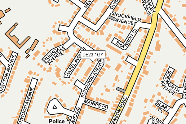 DE23 1GY map - OS OpenMap – Local (Ordnance Survey)