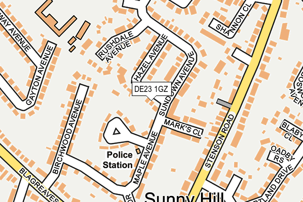 DE23 1GZ map - OS OpenMap – Local (Ordnance Survey)