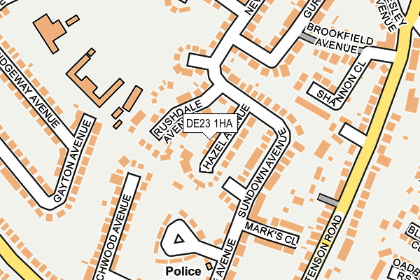 DE23 1HA map - OS OpenMap – Local (Ordnance Survey)