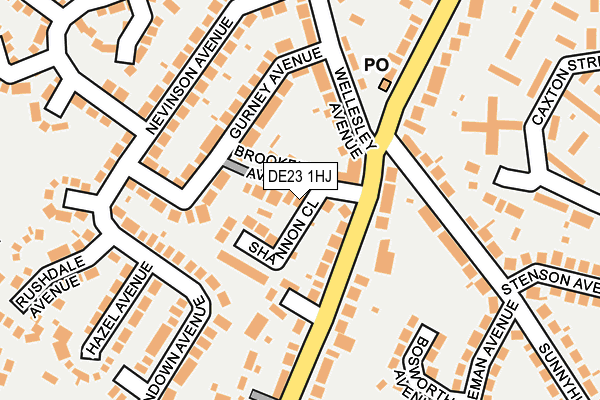 DE23 1HJ map - OS OpenMap – Local (Ordnance Survey)
