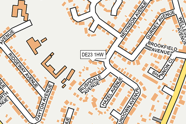 DE23 1HW map - OS OpenMap – Local (Ordnance Survey)