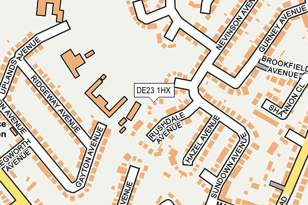 DE23 1HX map - OS OpenMap – Local (Ordnance Survey)