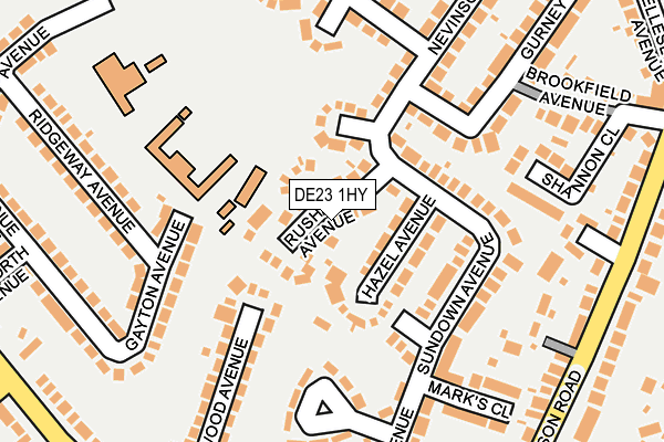 DE23 1HY map - OS OpenMap – Local (Ordnance Survey)