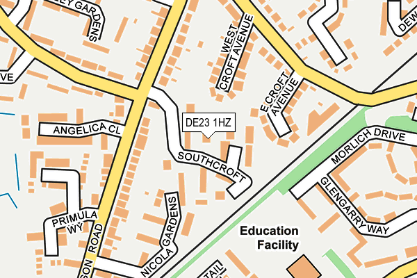 DE23 1HZ map - OS OpenMap – Local (Ordnance Survey)