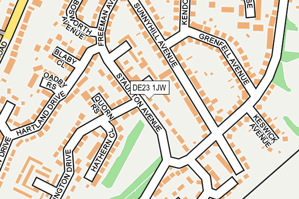 DE23 1JW map - OS OpenMap – Local (Ordnance Survey)