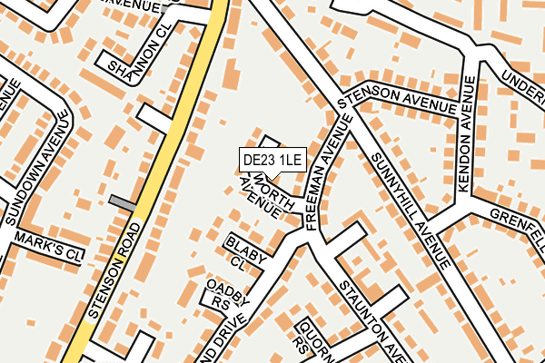 DE23 1LE map - OS OpenMap – Local (Ordnance Survey)