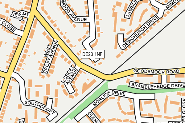 DE23 1NF map - OS OpenMap – Local (Ordnance Survey)