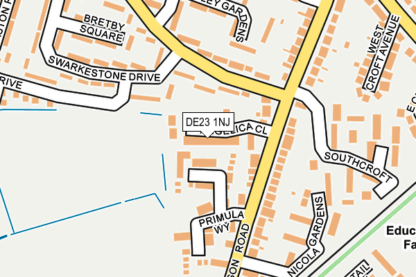 DE23 1NJ map - OS OpenMap – Local (Ordnance Survey)