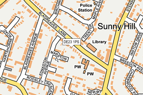 DE23 1PS map - OS OpenMap – Local (Ordnance Survey)