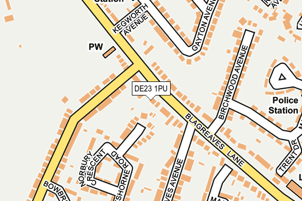 DE23 1PU map - OS OpenMap – Local (Ordnance Survey)