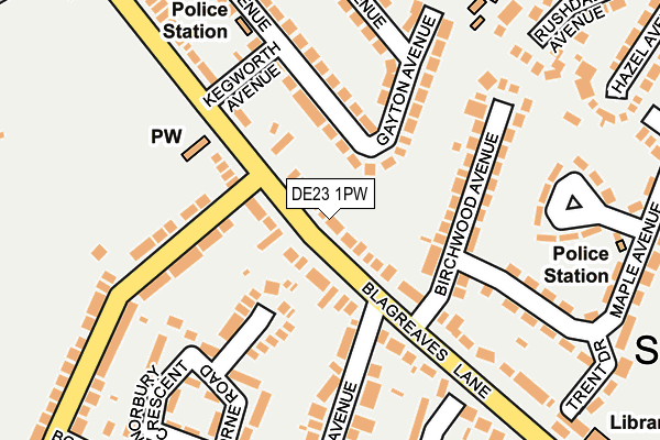 DE23 1PW map - OS OpenMap – Local (Ordnance Survey)