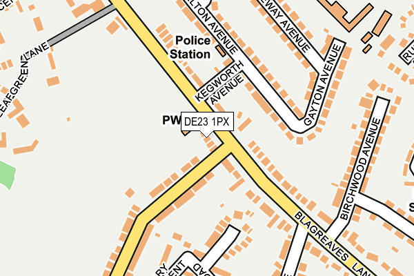 DE23 1PX map - OS OpenMap – Local (Ordnance Survey)