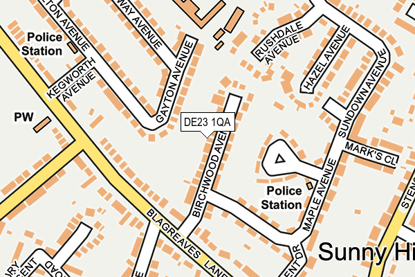 DE23 1QA map - OS OpenMap – Local (Ordnance Survey)