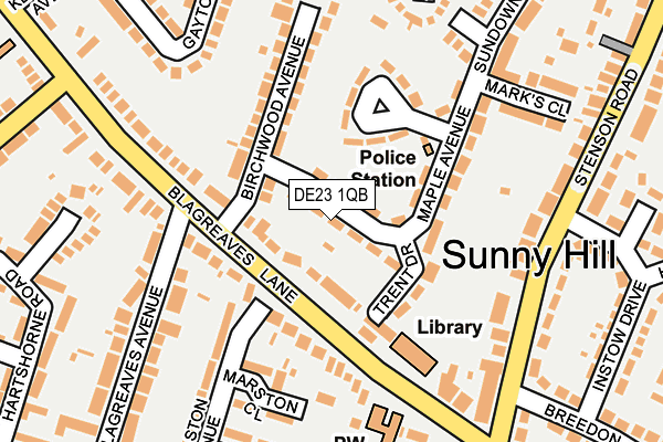 DE23 1QB map - OS OpenMap – Local (Ordnance Survey)