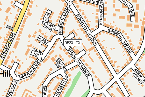 DE23 1TX map - OS OpenMap – Local (Ordnance Survey)